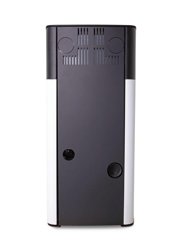 Vue technique du poêle Split Girolami avec un conduit d'évacuation de 100 mm pour une gestion optimale des fumées