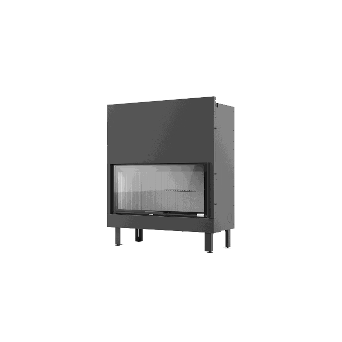 Foyer Frame de Girolami avec une large vitre panoramique offrant une vue optimale sur la flamme, conçu pour un chauffage performant et écologique