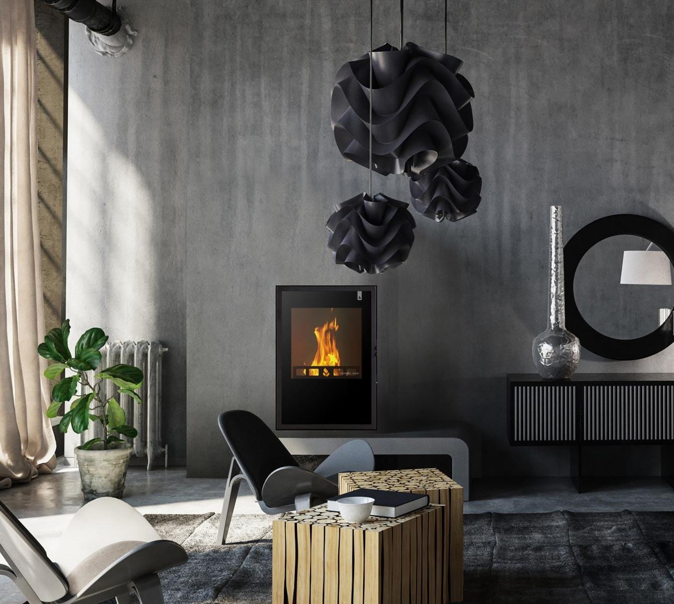 Foyer hybride hydro TI de GIROLAMI avec double alimentation bois et granulés